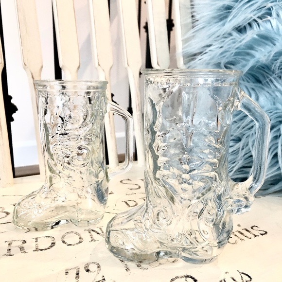 Other - RETRO, Vintage, Cowboy Boot Mugs, Glass Mugs, Boot Glasses, Very Nice Condition